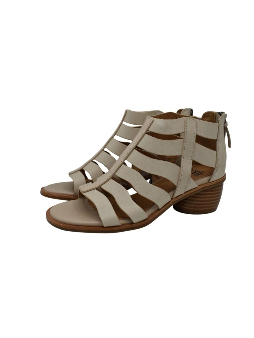 Sofft Womens Size 11 Carmen Beige Leather Block Heel Gladiator Sandals Shoes